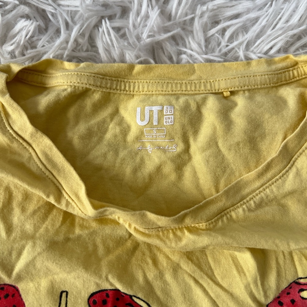 Yellow Strawberry Graphic Tee - Women Tops - Picture 2 of 3